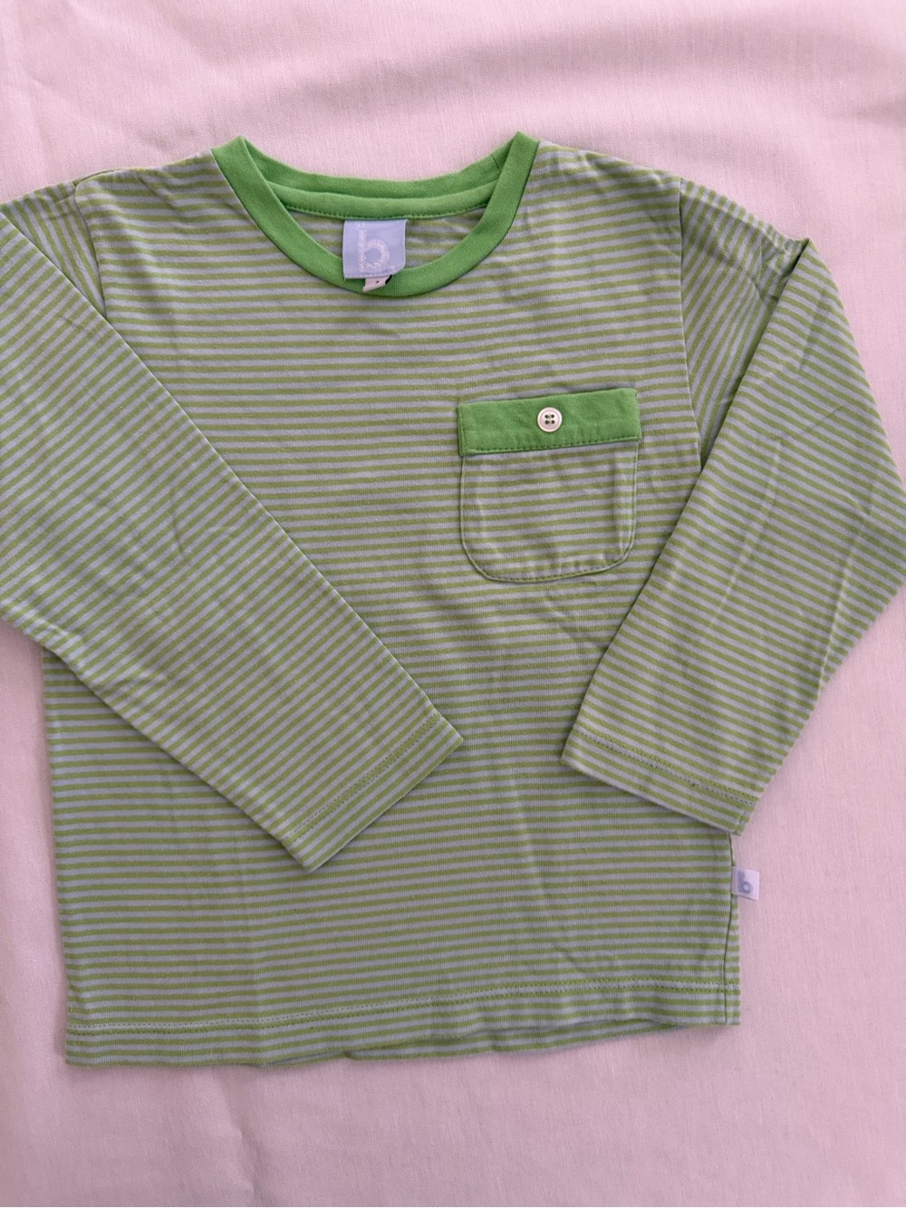 bella bliss Green Blue Striped Long-Sleeve Pocket Tee